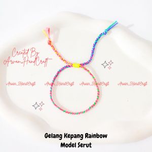 Gelang Tali Rainbow Model Kepang // Gelang Tali Kepang Satin Pelangi