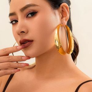 KunJoe Exaggerated Hollow Out Big Round Hoop Earrings for Women Fashion Metal Circle Earrings Ladies Party Jewelry Gifts 2025