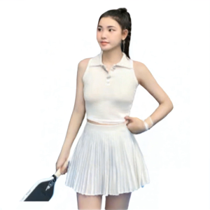 Áo croptop polo thể thao LUKYcổ áo Bẻ trụ Nút có mút sẵn Thoáng khí tập tennis cầu lông pickleballchạy bộ C133