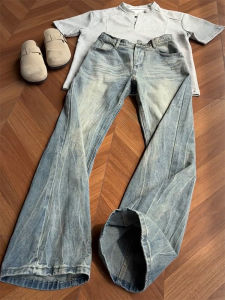 กางเกงยีนส์ทรงตรงสำหรับผู้ชาย กางเกงยีนส์ทรงสลิมฟิต ทรงซิป กางเกงยีนส์ทรงขากระบอกเล็ก ทรงลำลอง ฤดูใบไม้ร่วง 2025