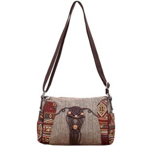 YIMOYICAI | Women Crossbody Cotton Canvas Ethnic Style Travel Leisure Small Bag