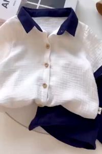 Set bộ sơ mi cho bé trai Gelu kids cổ bẻ chất liệu xô muslin mềm mát thấm hút mồ hôi B206