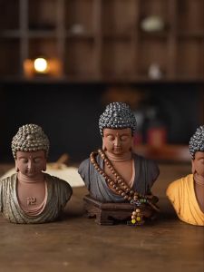 TƯỢNG ĐẦU PHẬT  ADIDA CAO 15cm GỐM TỬ SA TẶNG ĐẾ GỖ ĐỂ BÀN  ĐỂ XE Ô TÔ TRANG TRÍ