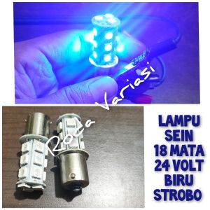 Lampu Sein Mundur Bayonet 18 Mata 24 Volt Biru Strobo