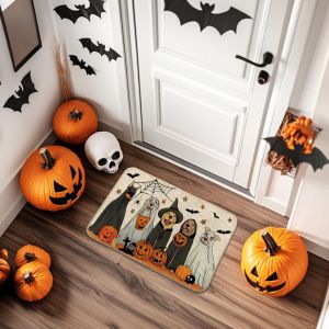 VIKAMA Halloween Welcome Door Mat Farmhouse Pumpkin Non-Slip Entry Rug Front Door Floor Carpet Indoor Home Decor