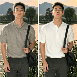 izzue | Áo Thun Cổ Henley Dễ Thở Mùa Hè Trẻ Trung