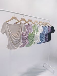 ชุดเต้นรำแขนสั้นคอวีสำหรับผู้หญิง ชุดฝึกซ้อมดanza ชุดเต้นรำแบบยุคปัจจุบัน ชุดเต้นรำแบบยุคคลาสสิก ชุดเต้นรำแบบยูนิฟอร์ม