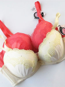 European Series Lace Removable Strap Bra Womens Underwear Thick Bottom Thin Top Bra V-Neck Style Youth Female Suitable