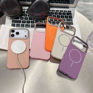เคสโทรศัพท์แบบมินิมอล สีพื้น เรียบง่าย สัมผัสนุ่มสบาย รองรับแม่เหล็ก Magsafe สำหรับ iPhone 17AIR 16 15 14 13 12 11 Pro Max 16e PLUS