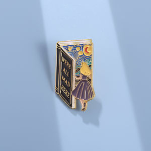 Vincent Van Gogh Starry Night And Alice Brooch Pin Cartoon Metal Badge Bag Pen Holder Ornament Pendant Fashion Jewelry Accessory