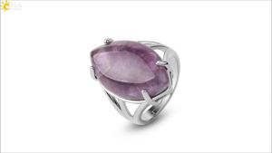 CSJA Crystal Rings Natural Stone Ring for Women Men Adjustable Healing Pink Quartz Lapis Lazuli Opal Turquoise Finger Rings G574