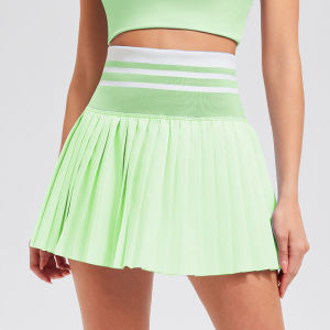 High Waist Pleated Inner Lined Double Layer Quick Dry Skirt