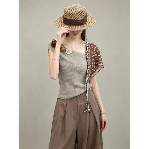GULILI | French Style Off-Shoulder Floral Short Sleeve High-Waist Wide Leg Pants Summer Outfit