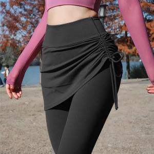 Spring High Waist Yoga Pants Womens Fitness Sport Skirt Pants Fake Two-Piece Slimming Pilates Outerwear Casual Trousers