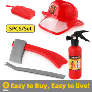 【Fast Shipping】 5pcs Children Firefighter Fireman Cosplay Toys Kit Helmet Fire Extinguisher Intercom Axe Wrench Best Gifts For Kids ZJJ- Firefighter-Toy-5PCS/Set