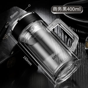 Double Layered Glass Tea Cup with Handle for Office Use High End Mens Water Cup by Ge Ya Boiling Tea Cup Transparent round Shape