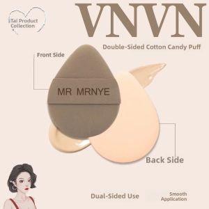 Portable Dual-Sided Flocked Cotton Candy Air Cushion Foundation Powder Puff with Storage Makeup Beauty Tool for Face 00s