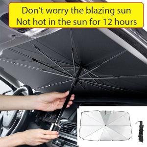 Car Umbrella Sun Shade for Suv Sedan ues for Front and Rear Windshield Insulation UV Protection Retractable Foldable Car Sunshade Umbrella