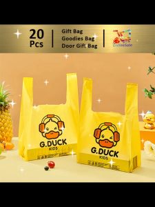 Gift Bag 20pcs Goodies Bag Door Gift Birthday Wedding Party Little Yellow Duck Kids 99 Plastic Bag Packing Bag Food Grade Portable Convenience Bag 礼物袋