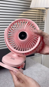 Quạt để bàn GOOJODOQ 2000MAh Quạt USB Kẹp Quạt Mini Xoay Bàn Mini Kẹp Di Động Màn Hình LED Hiển