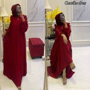 CANTIKA Humaira Baju Gamis Jumbo Terbaru Cringkle Airflow Busui Resleting Pakaian Lebaran Muslim