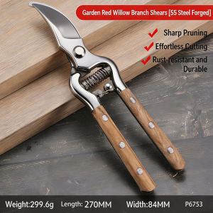 NiuXiang(NewShark) | Willow Wood Handle Pruning Shears Stainless Steel Garden Scissors Labor Saving Hand Tool for Tree Branch Flower Bonsai Trimming