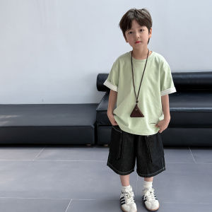 Boys Short Sleeve T-Shirt Cool Sensation Solid Color Versatile Top Childrens Sports Summer Wear Half Sleeve T Cotton Light Sporty