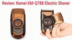 Kemei เครื่องโกนหนวดไฟฟ้าขนาดพกพา ชาร์จไฟฟัน พร้อมที่กันจอน KM-Q788 มีใบกล่อง ฟรี!!! สีทอง