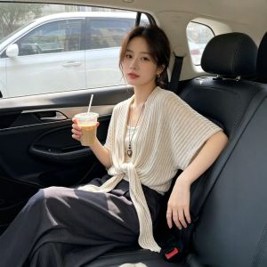 Bộ Áo Cardigan & Camisole Len Sợi Băng Cảm Giác Cao Cấp Kích Thước Lớn Cho Mùa Hè