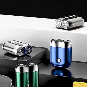 ที่โกนหนวดไฟฟ้าแบบสองหัวขนาดเล็ก ชาร์จ USB กันน้ำ ที่โกนหนวดแบบพกพาสำหรับเดินทาง เครื่องมือตัดผมสำหรับผู้ชาย M7F3