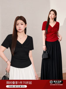 Large Size Elegant Twist V-Neck Tencel Top