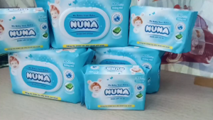 KHĂN ƯỚT EM BÉ NUNA KHÔNG MÙI - DỊU DA - MỀM MẠI - AN TOÀN CHO BÉ 100 miếng