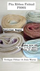 1ROLL Pita Ribbon Fishtail 4cm - Pita Gelombang - Pita Kado PS005