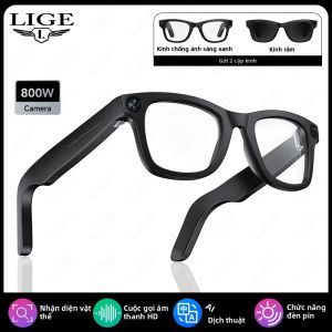 LIGE | Kính Thông Minh WIFI Với Chức Năng Nhận Diện Ảnh AI Quay Video 8MP Dịch Thuật Kết Nối Bluetooth 300mAh