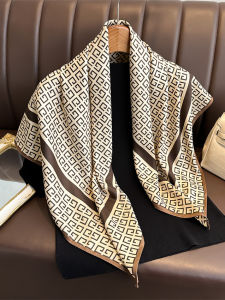 Khăn Choàng Lụa Sang Trọng Nhẹ Phong Cách Hàn Quốc 90cm in Họa Tiết Cổ Điển Khăn Choàng Đa Năng Cho Nữ Khăn Choàng Lụa