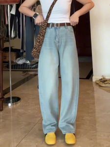 High Waist Slimming Narrow Wide Leg Denim Pants Womens Draping 2025 Spring Summer New Loose Lyocell Straight Leg Trousers