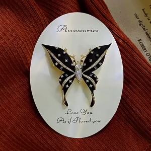 Shiny Rhinestone Insect Lapel Pins Large Butterfly Brooches Animal Badge For Women Girls Versatile Corsage Clothing Accessories