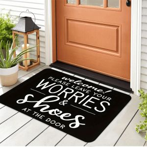 VIKAMA Fun Welcome English Floor Mat Soft Anti-Slip Indoor and Outdoor Entrance Rug Home Decoration