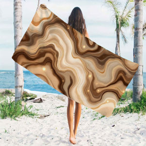 brown gold marble swirl Beach Towels Ultra Lightweight Quick Drying Super Absorbent Summer Essential Fast-Drying Towel for Beach