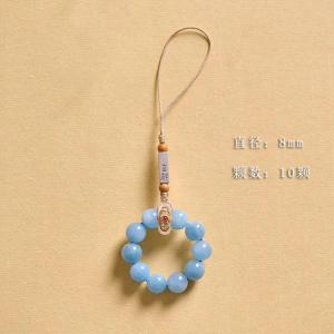 Natural Sea Blue Topaz Mobile Phone Chain Original Handmade Pendant Womens Style Anti-Loss Creative Gift for Festivals