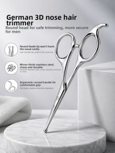 IMLUCKY | Mens Safety Stainless Steel Curved Tip Nose Hair Scissors