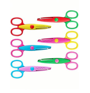 6PCS Set Colorful Decorative Craft Scissors ABS Resin Non Slip Handle Paper Cutting Scrapbook Card Making DIY Art Pattern Design