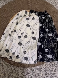 Hight quality women A line skirts high waist elastic waist PURE cotton skirts under knee