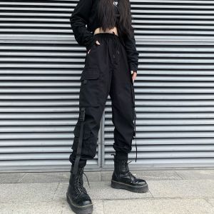Ankle-Length Street Style Cotton Pants for Women Tagkita/She and Others Brand Casual Hip Hop Pants with Pocket
