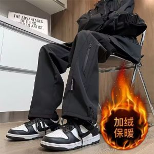Quần Dài Ống Đứng Thể Thao Nam Mùa Thu Đông Chống Gió Lót Lông Cừu Rộng Rãi Cỡ Lớn Quần Dài Thường Ngày Thương Hiệu Thời Trang