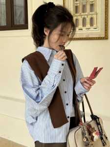 HUOLISI | French Style Chestnut Knitted Shawl Brown Scarf