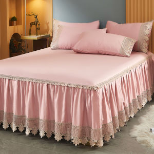 European Luxury Style Cotton Bed Skirt Coverlet Anti-Slip Single Piece High Quality Bedding Set Duvet Cover Pillowcase
