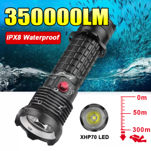 Ultra Powerful Diving Flashlight 35000LM Super Bright Waterproof Spotlight XHP70 LED Strong Light Professional Diving 300m Torch