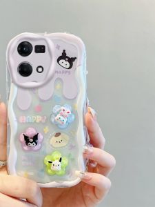 Transparent Shockproof Airbag Phone Case for OPPO Reno7 4G Womens Full Edge Protection Cover Cute Cartoon Design Korean Style