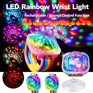 Nachtlampje Portable Stage Lights Disco LED Colorful Sound Control Lamp Wearable Wrist Ambient Lamp for Disco KTV Home Party Bar